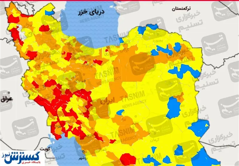جزئیات دورکاری کارکنان براساس رنگ بندی شهرها