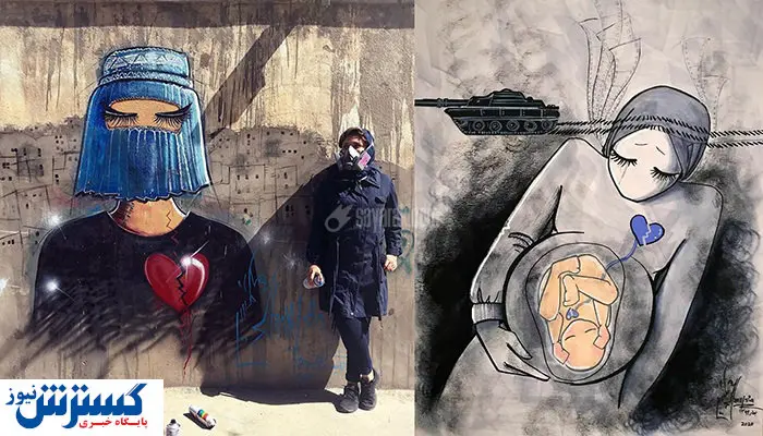 اولین دختر نقاش خیابانی افغان زیر سایه طالبان + عکس