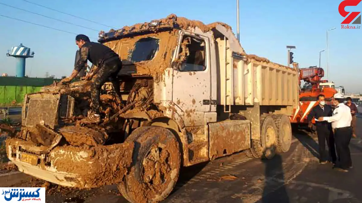 واژگونی وحشتناک کامیون در بزرگراه تهران