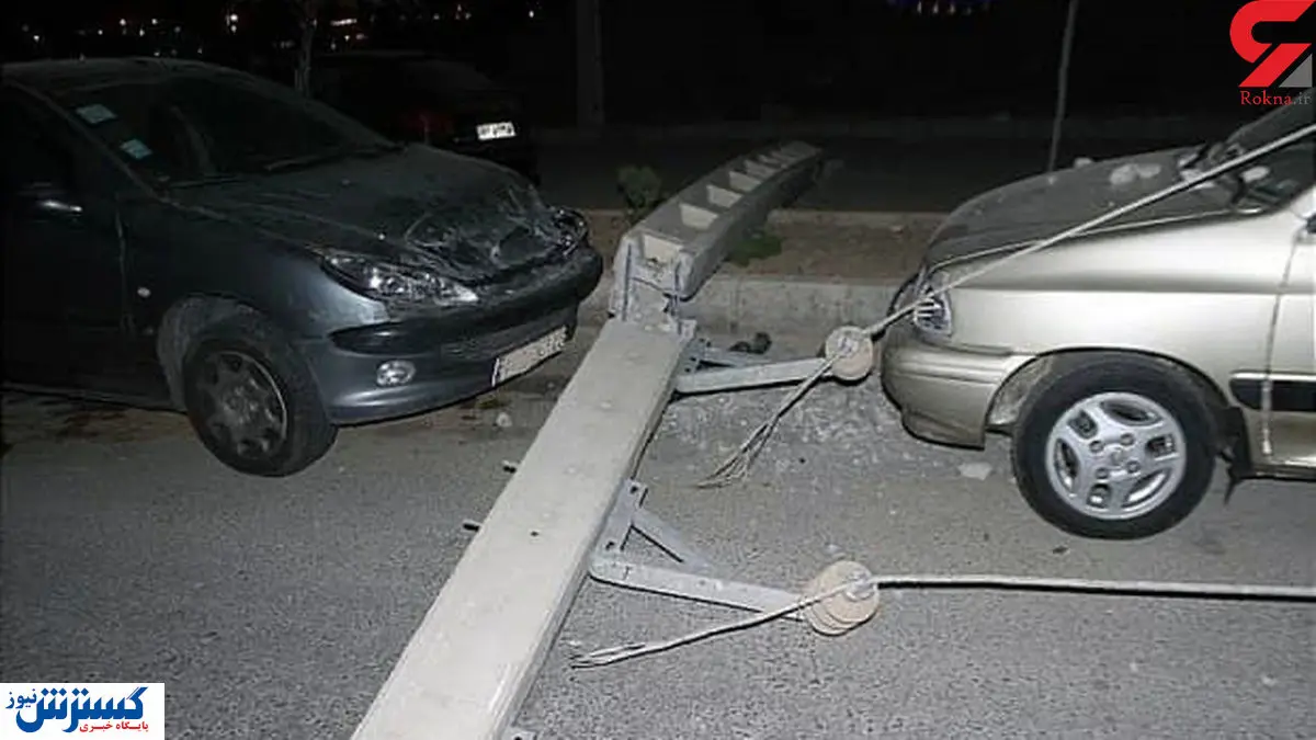 خسارت ۳ خودرو با همکاری درخت و تیربرق! / عکس
