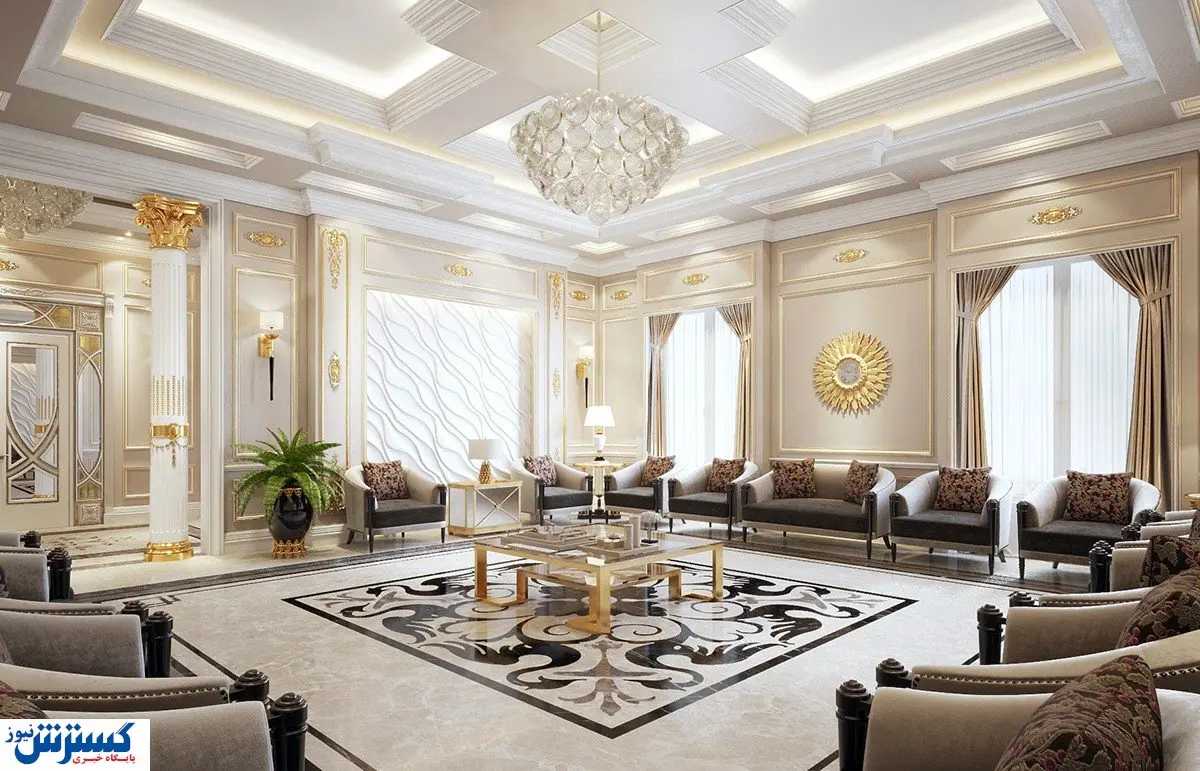 مدل گچبری سقف پذیرایی وگچبری پیش ساخته به صورت ساده