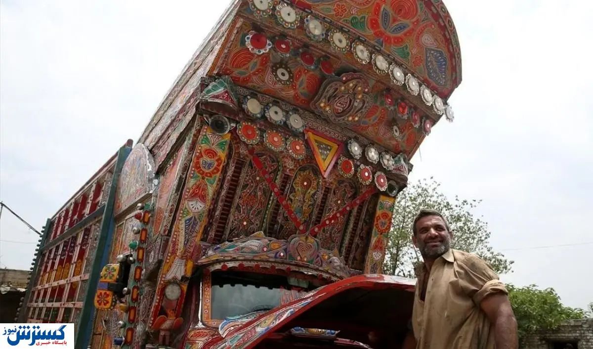 یک هنر عجیب در پاکستان!/ نقاشی روی کامیون