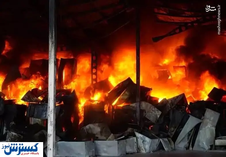 آتش سوزی هولناک در یک کارخانه معروف + تصاویر