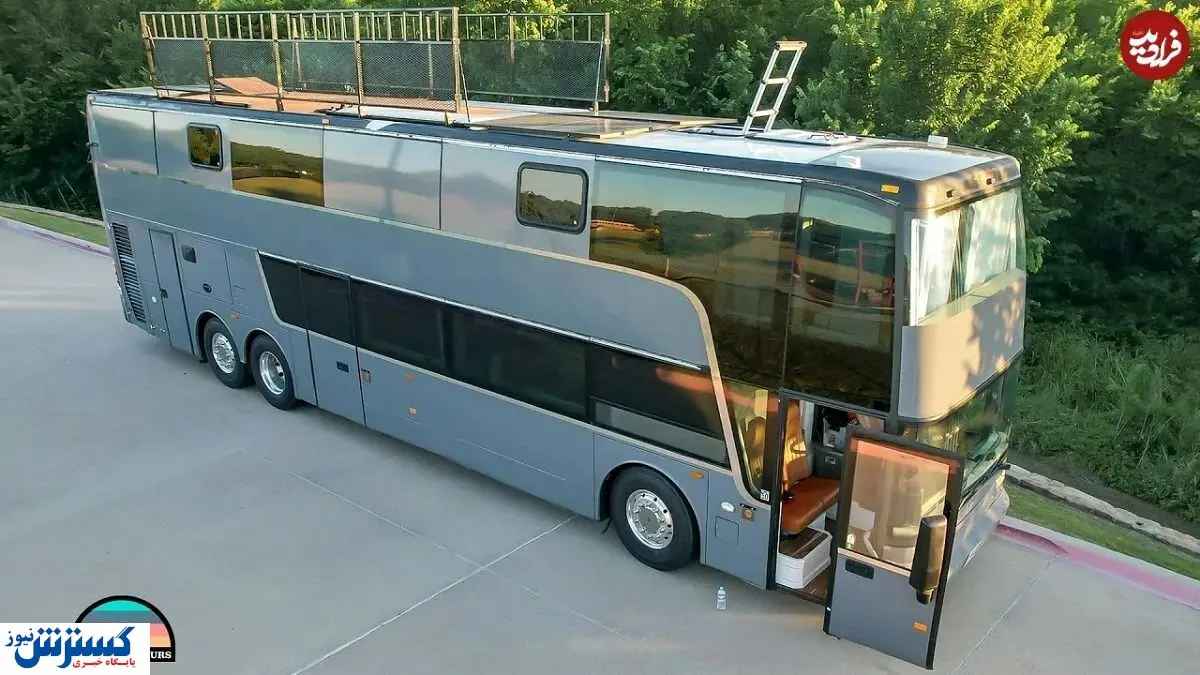 فضای داخلی یک خانه اتوبوس لاکچری دو طبقه+ فیلم