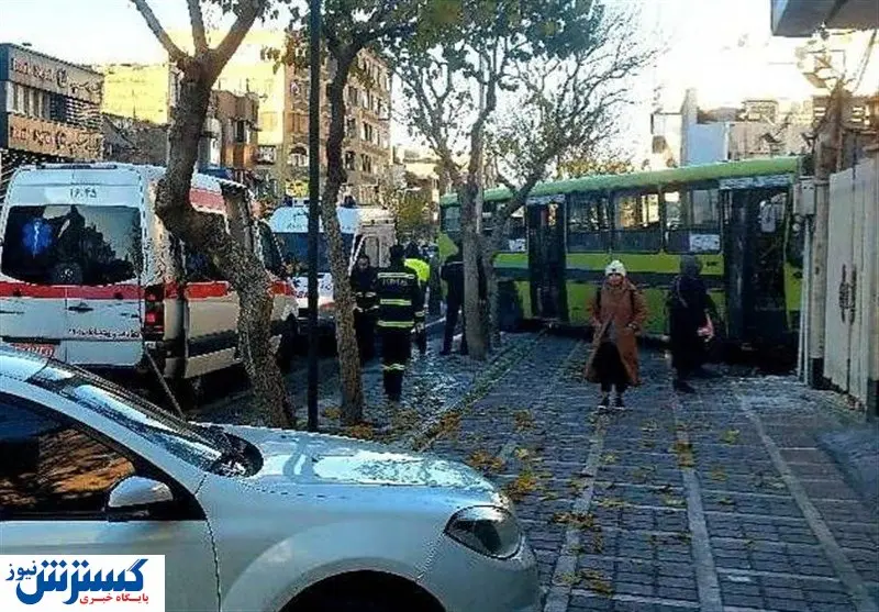 برخورد اتوبوس با ساختمانی در خیابان جمهوری | ۷ مصدوم راهی بیمارستان شدند