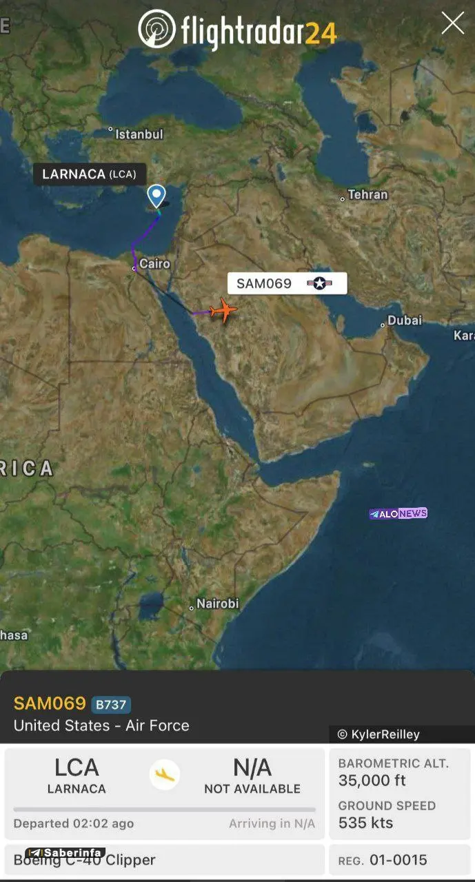تلاقی حساس در مسقط/ پرواز یک هواپیمای امریکایی به عمان همزمان با سفر لاریجانی + عکس