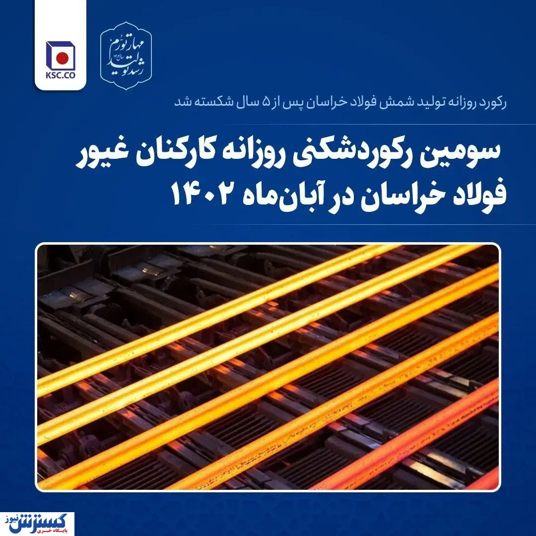 رکورد روزانه تولید شمش فولاد خراسان پس از ۵ سال شکسته شد