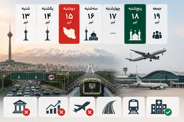 این هفته کدام روزها تعطیل است؟ جدول کامل تعطیلی‌ها، پروازها و تردد ۱۳ تا ۱۹ تیر