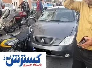 برخورد ترسناک موتور سیکلت و تیبا + تصاویر