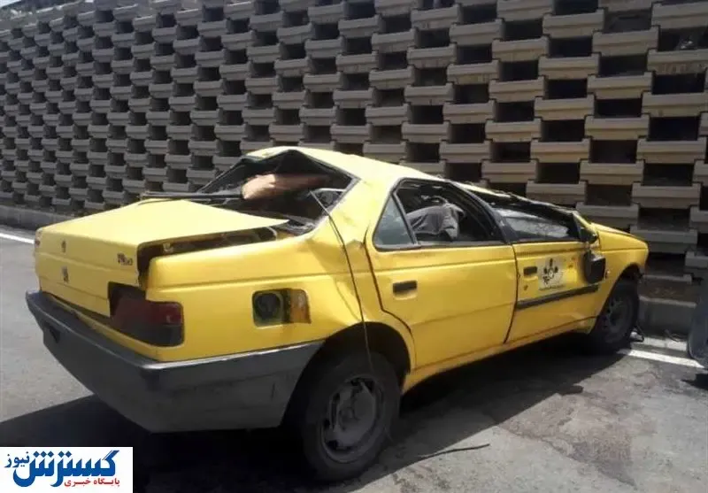 سقوط تاکسی در اتوبان آزادگان