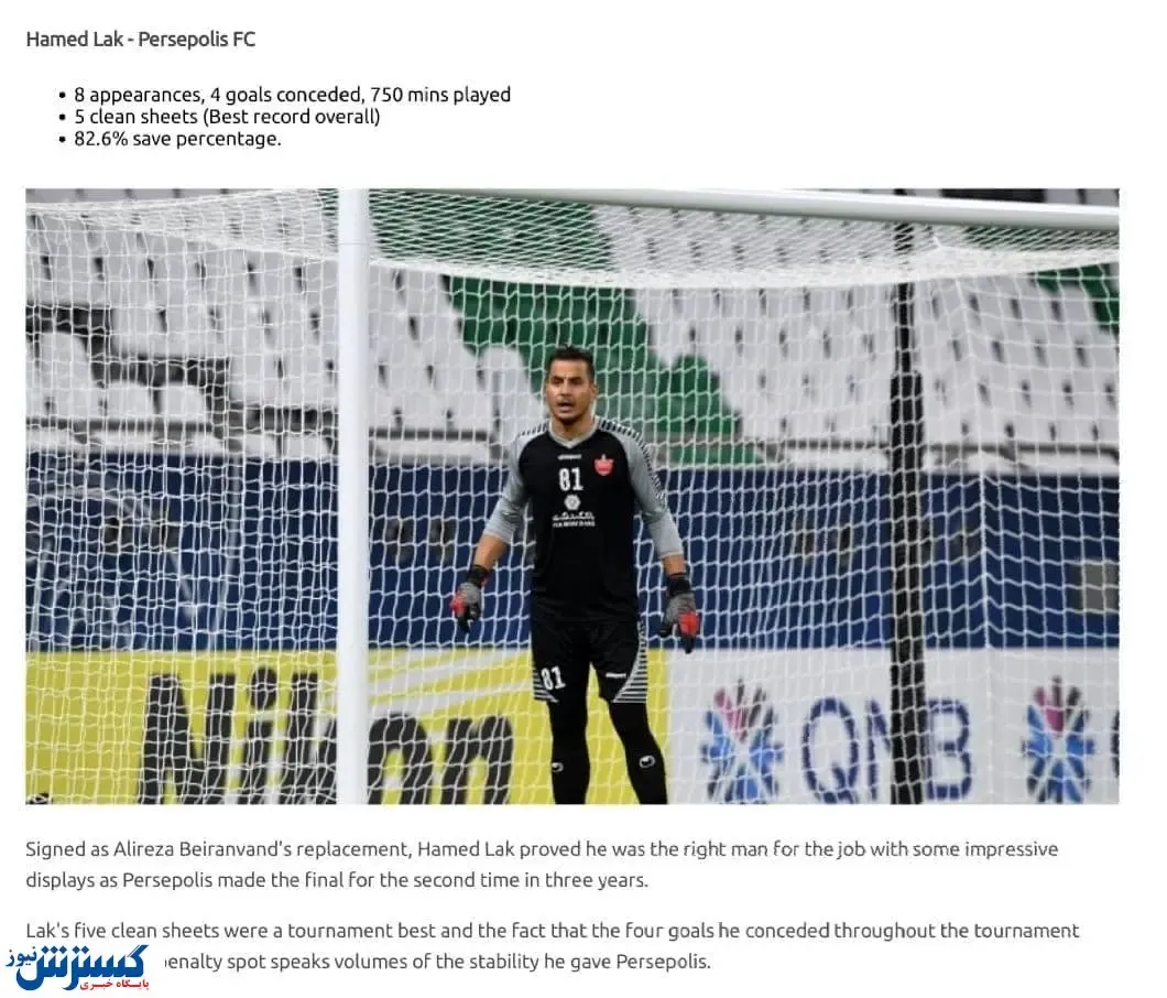 لک نامزد دروازه بان تیم رویایی لیگ قهرمانان آسیا