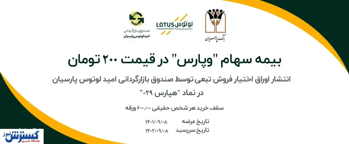 سهام بانک پارسیان در قیمت ۲۰۰ تومان بیمه شد