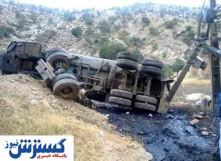 واژگونی هولناک تانکر حامل قیر در فیروزکوه